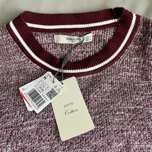 NWT - Mango Men’s Contrast-Edge Flecked Sweater - US Size S - Picture 5 of 8